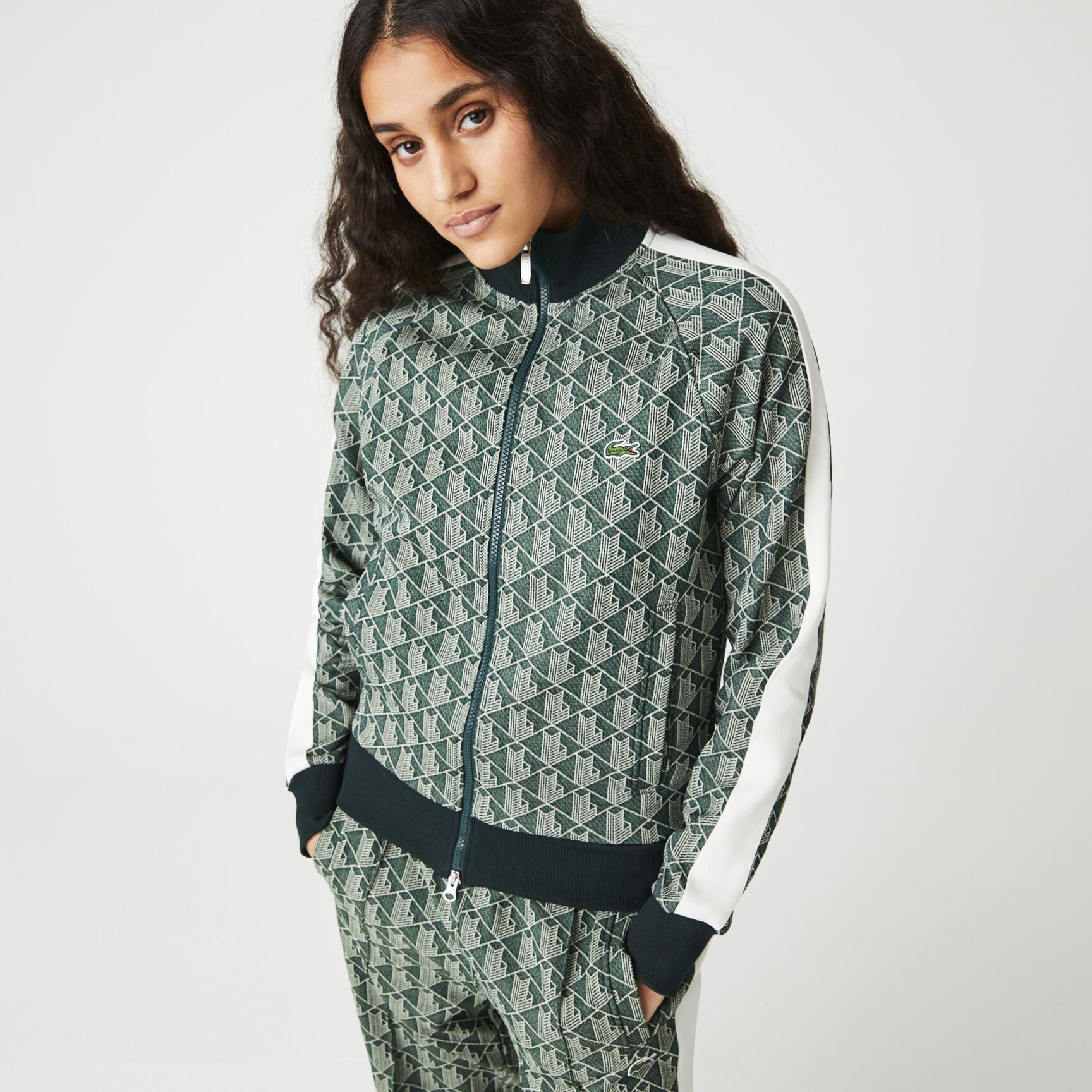 Unisex Lacoste L!VE Monogram Patterned Jacquard Zip Jacket Unisex Lacoste L!VE Monogram Patterned Jacquard Zip Jacket