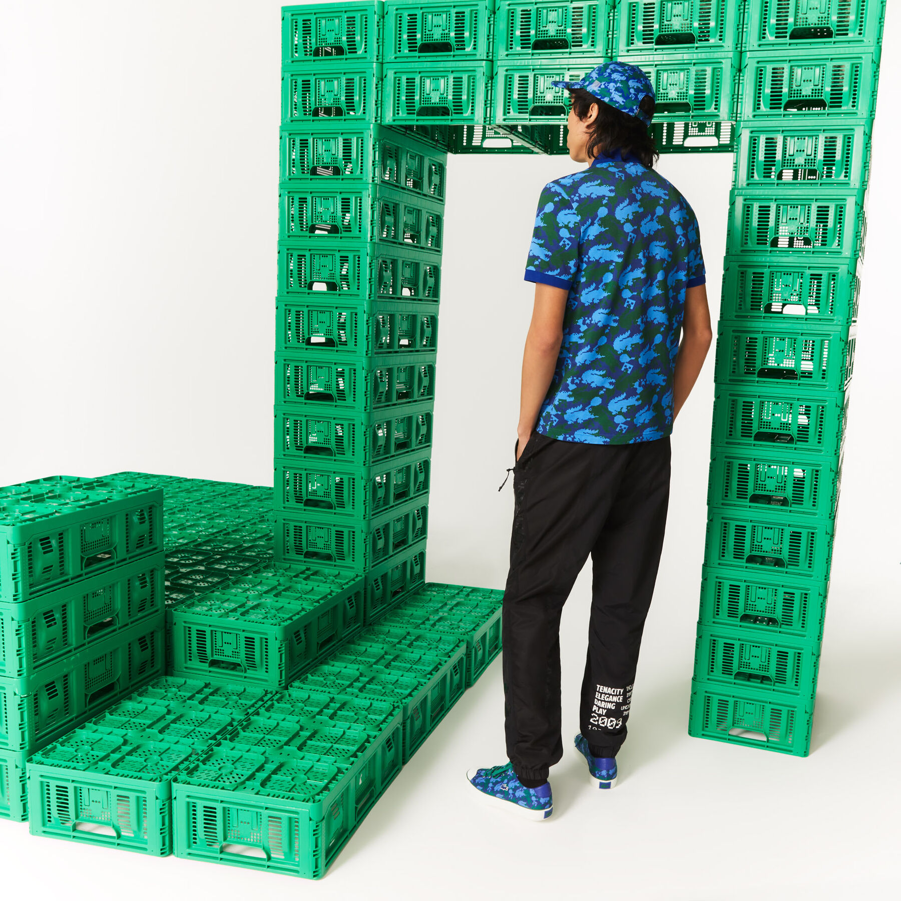 unisex lacoste x minecraft print classic fit organic cotton polo shirt