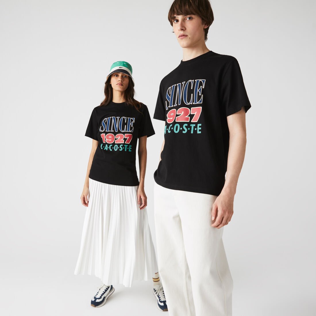تي شيرت قطني للجنسين مع طباعة مجموعة Lacoste LIVE
