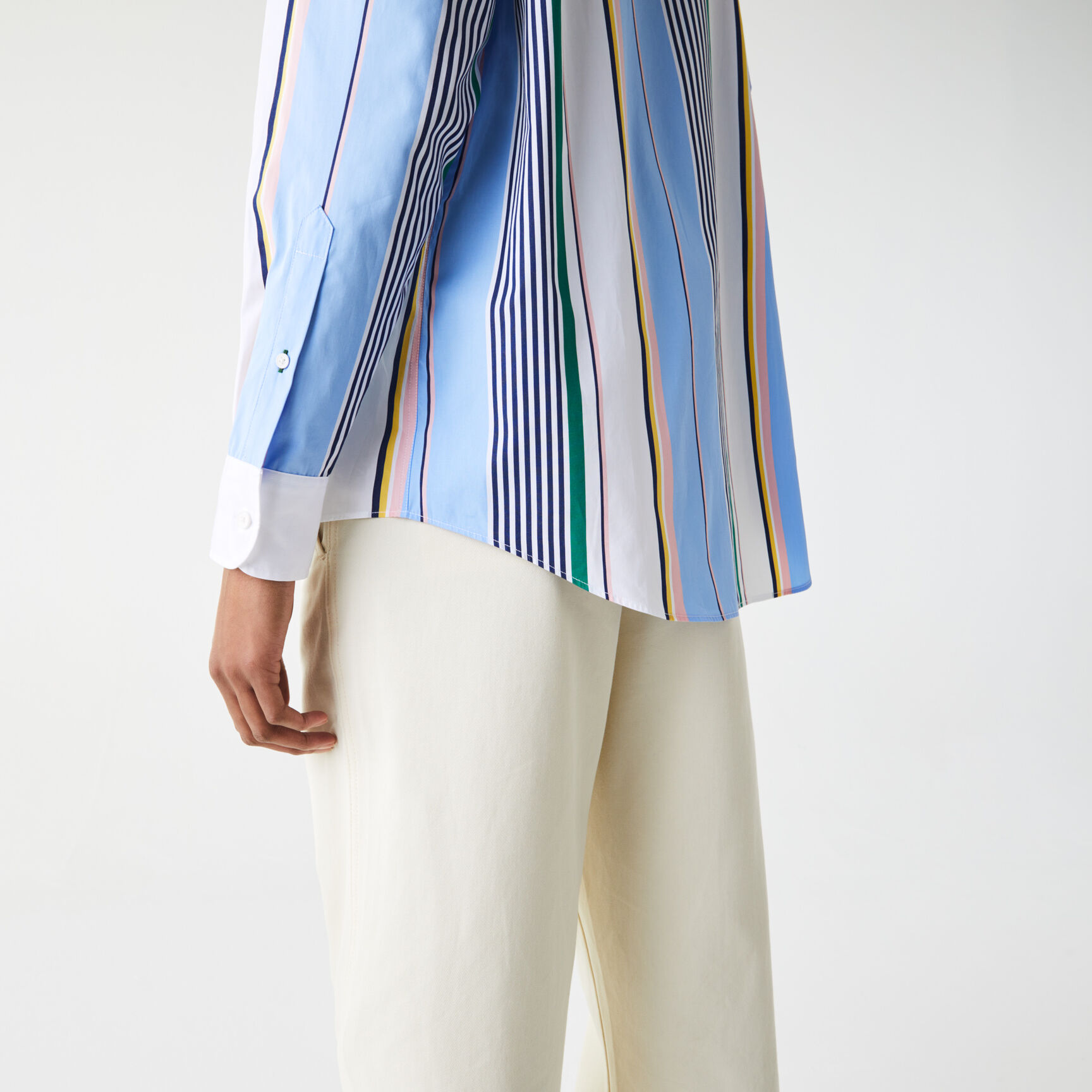 Women's Lacoste LIVE Classic Fit Scarf Neck Striped Cotton Shirt Women's Lacoste LIVE Classic Fit Scarf Neck Striped Cotton Shirt