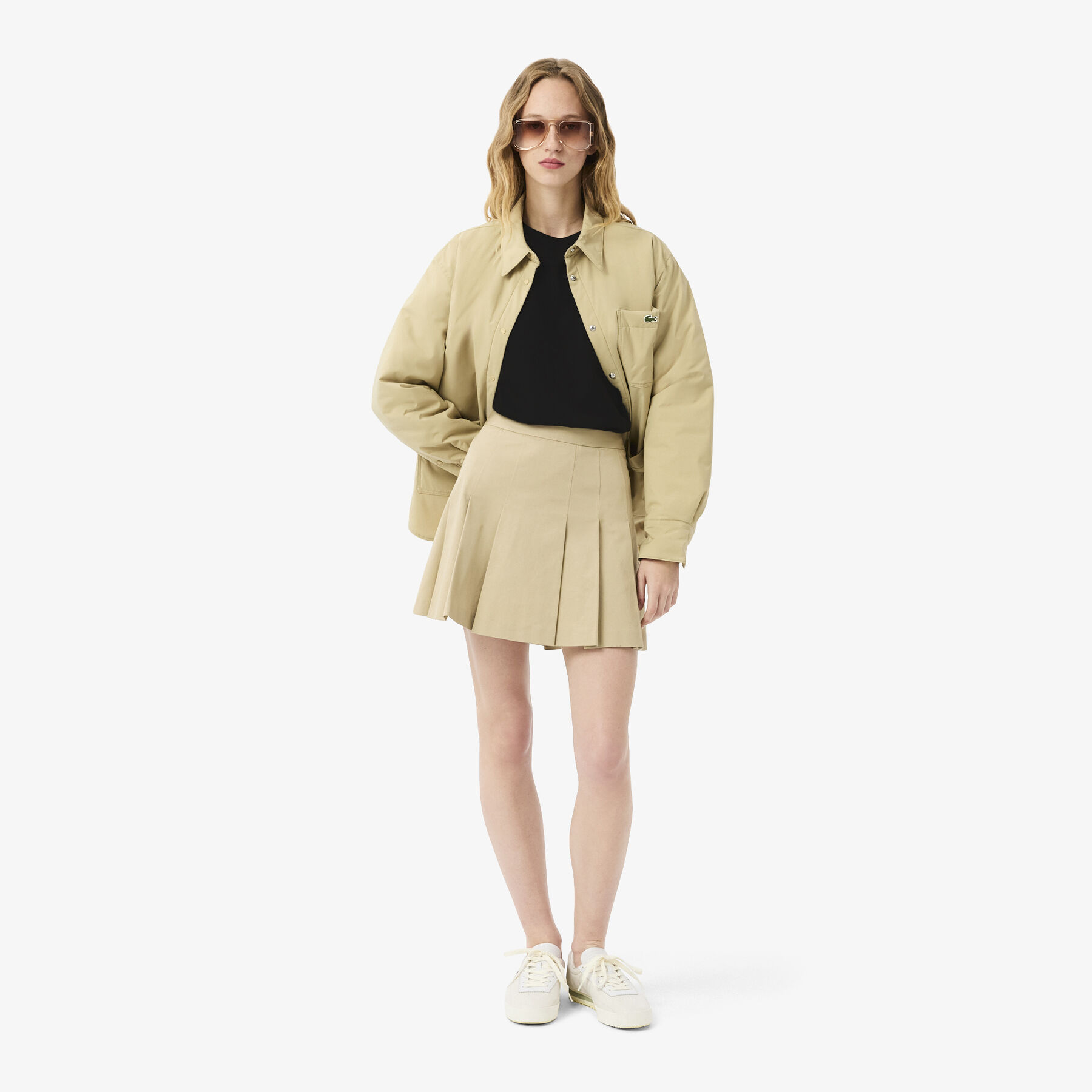 lacoste oversized short cut cotton logo t shirt