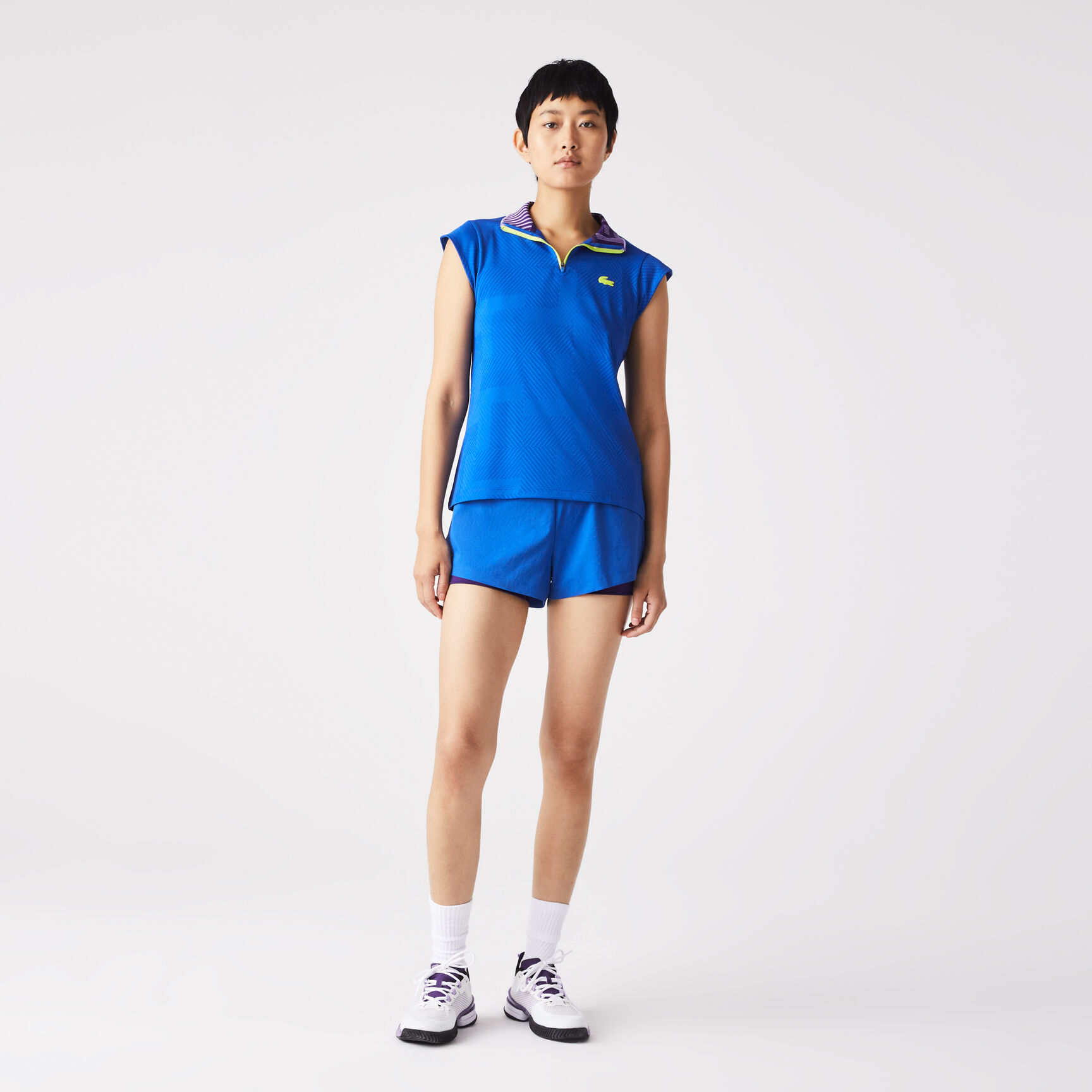 تيشيرت بولو تنس بياقة عالية بسحّاب للنساء من مجموعة Lacoste SPORT تيشيرت بولو تنس بياقة عالية بسحّاب للنساء من مجموعة Lacoste SPORT