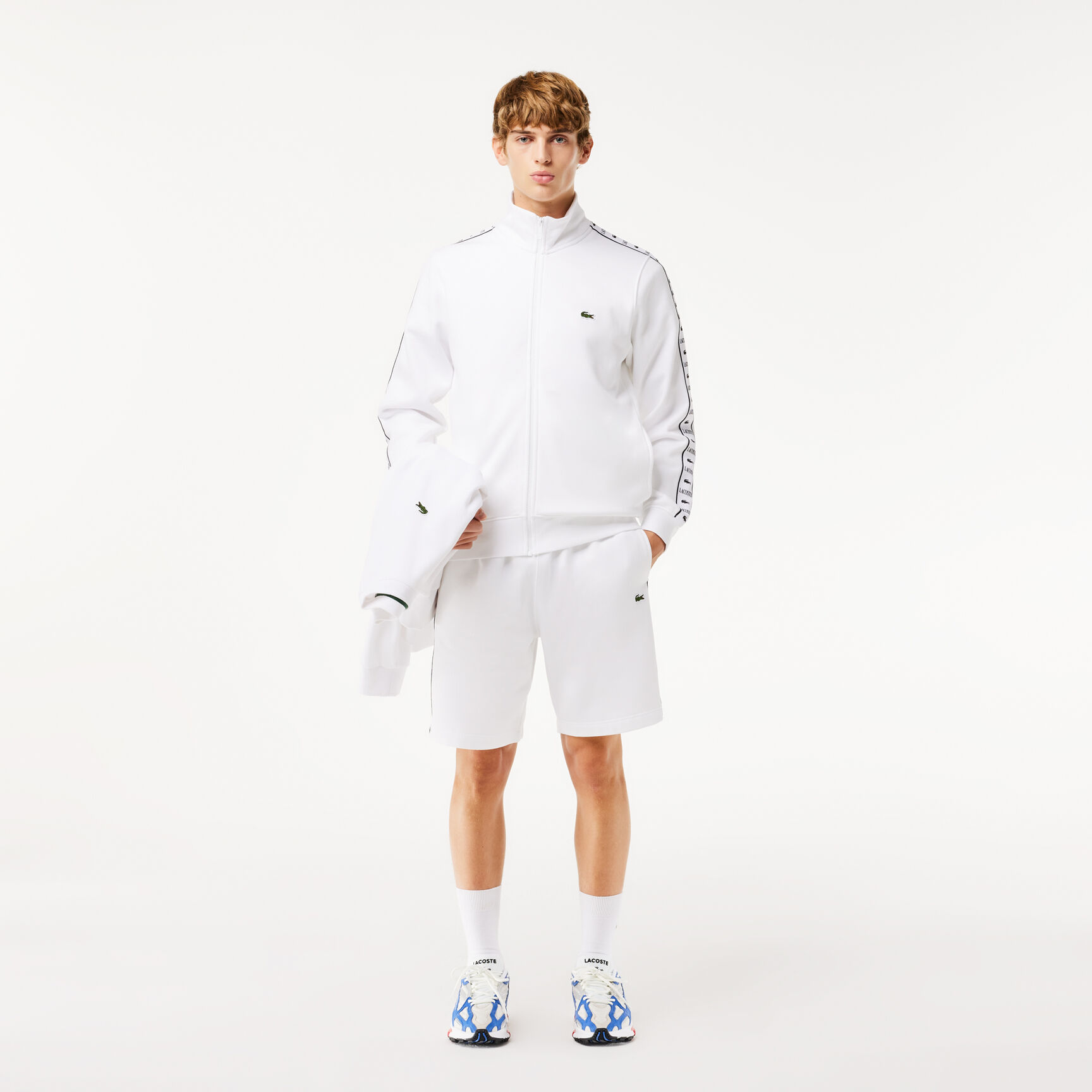 Logo Stripe Fleece Jogger Shorts