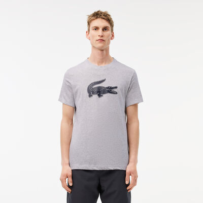 تيشيرت جيرسيه مسامي بطبعة تمساح بارزة للرجال مجموعة Lacoste Sport