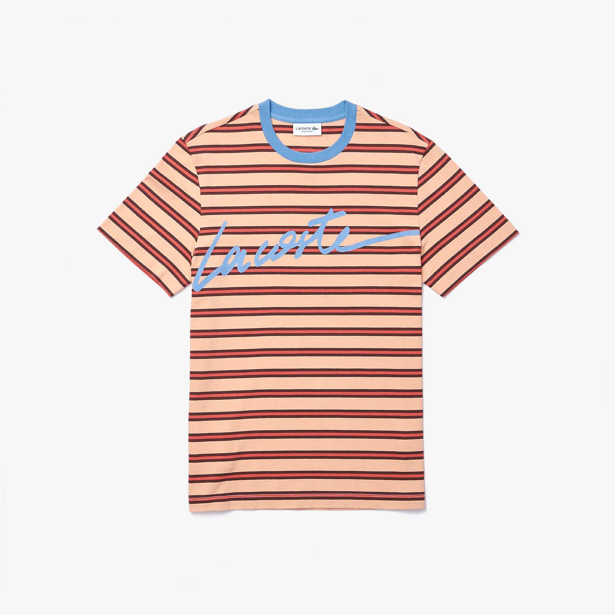 Men’s Crew Neck Print Lettering Striped Cotton T-shirt Men’s Crew Neck Print Lettering Striped Cotton T-shirt
