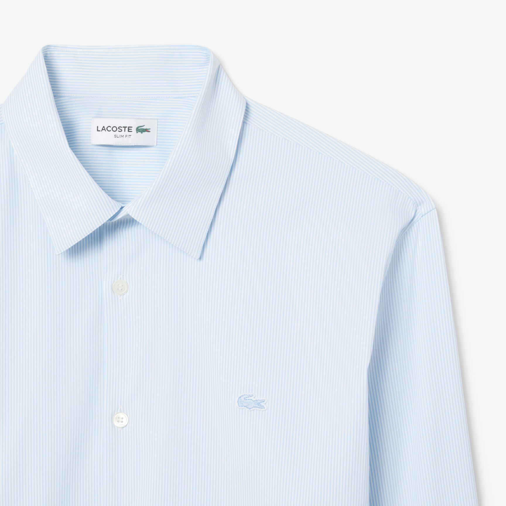 قميص بوبلين مطاطي مخطط بقصة ضيقة قميص بوبلين مطاطي مخطط بقصة ضيقة