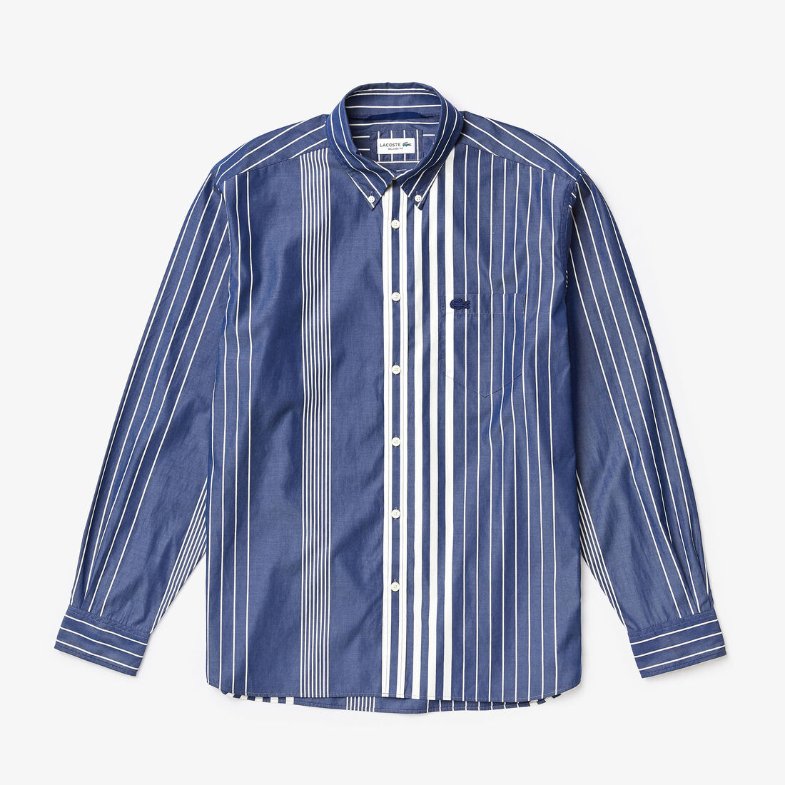 Men's Mismatched Striped Relaxed Fit Cotton Shirt Men's Mismatched Striped Relaxed Fit Cotton Shirt