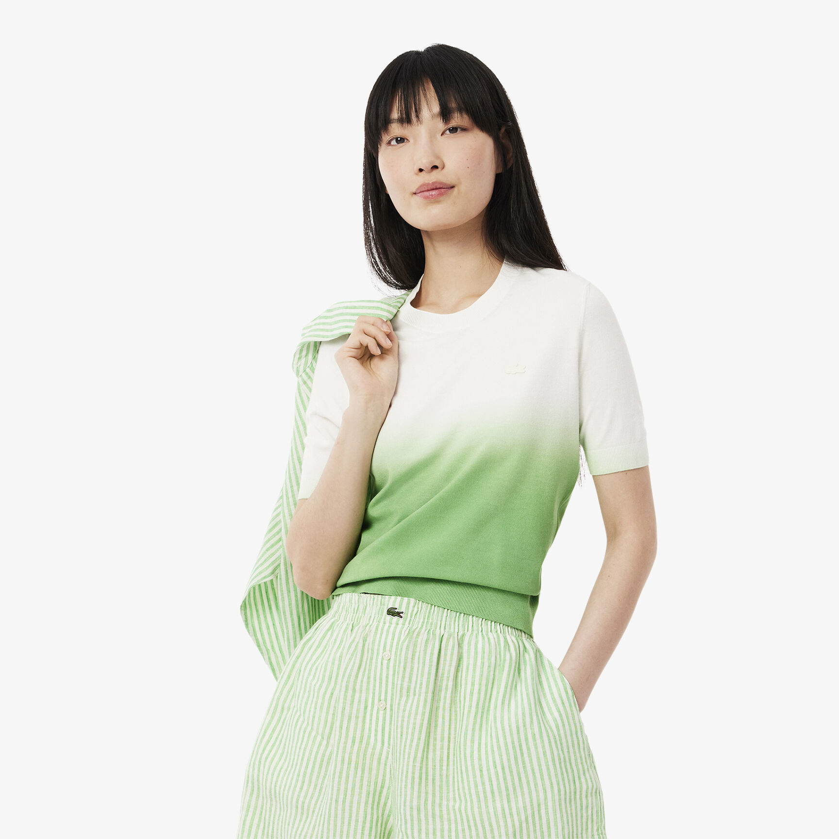 Short Sleeved Ombre Effect Sweater