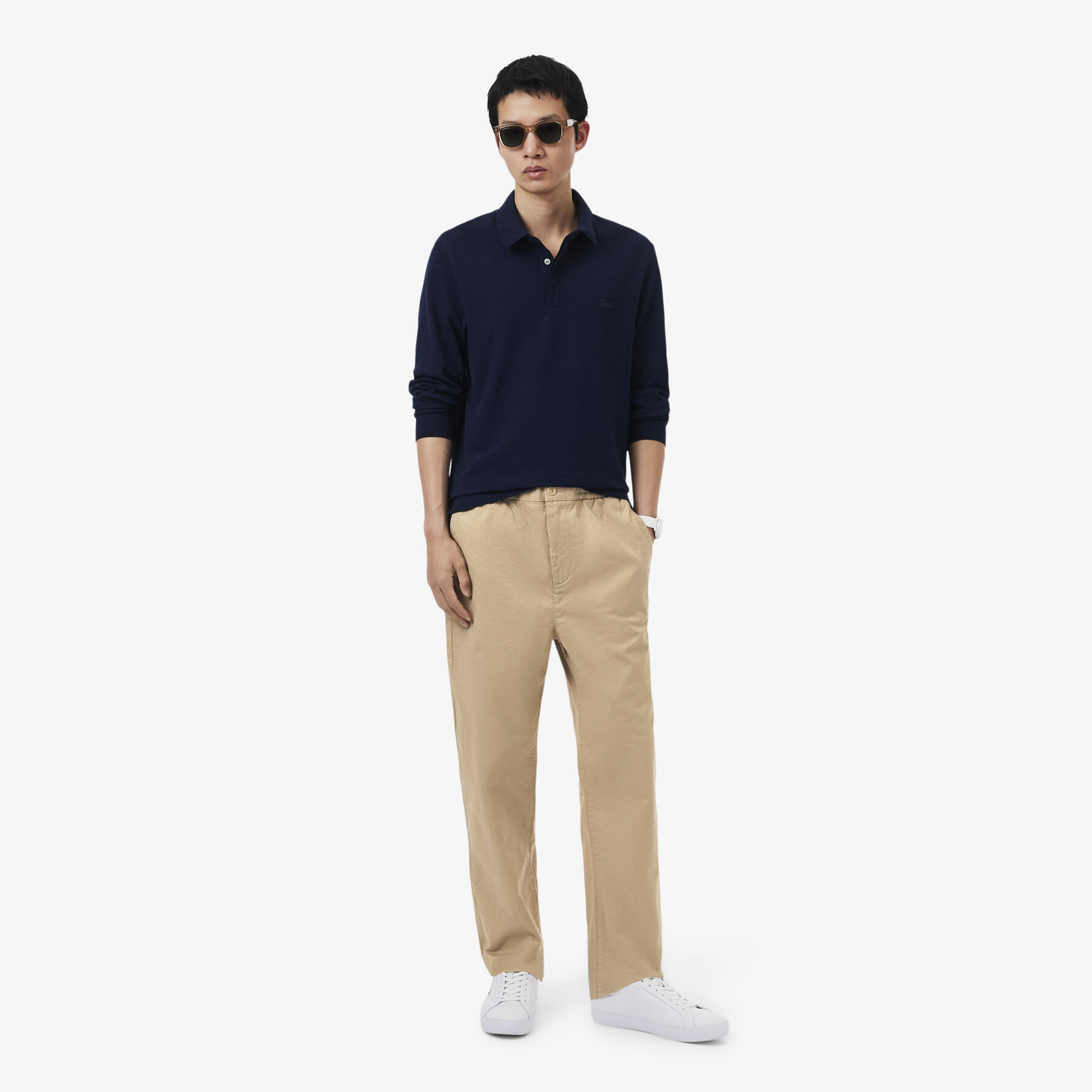 lacoste regular fit cotton twill chino pants