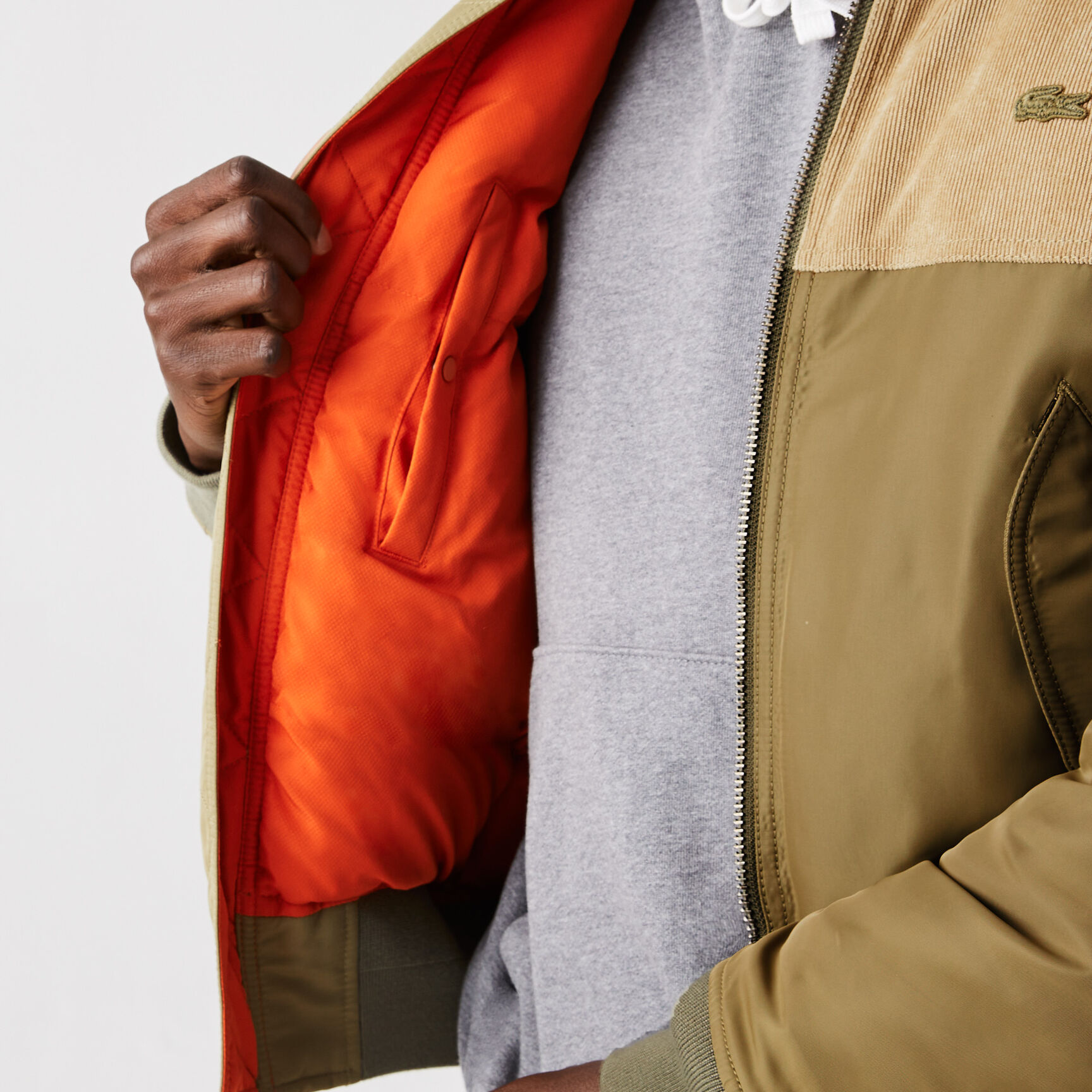 Men&rsquo;s Bimaterial Quilted Zip Bomber Jacket