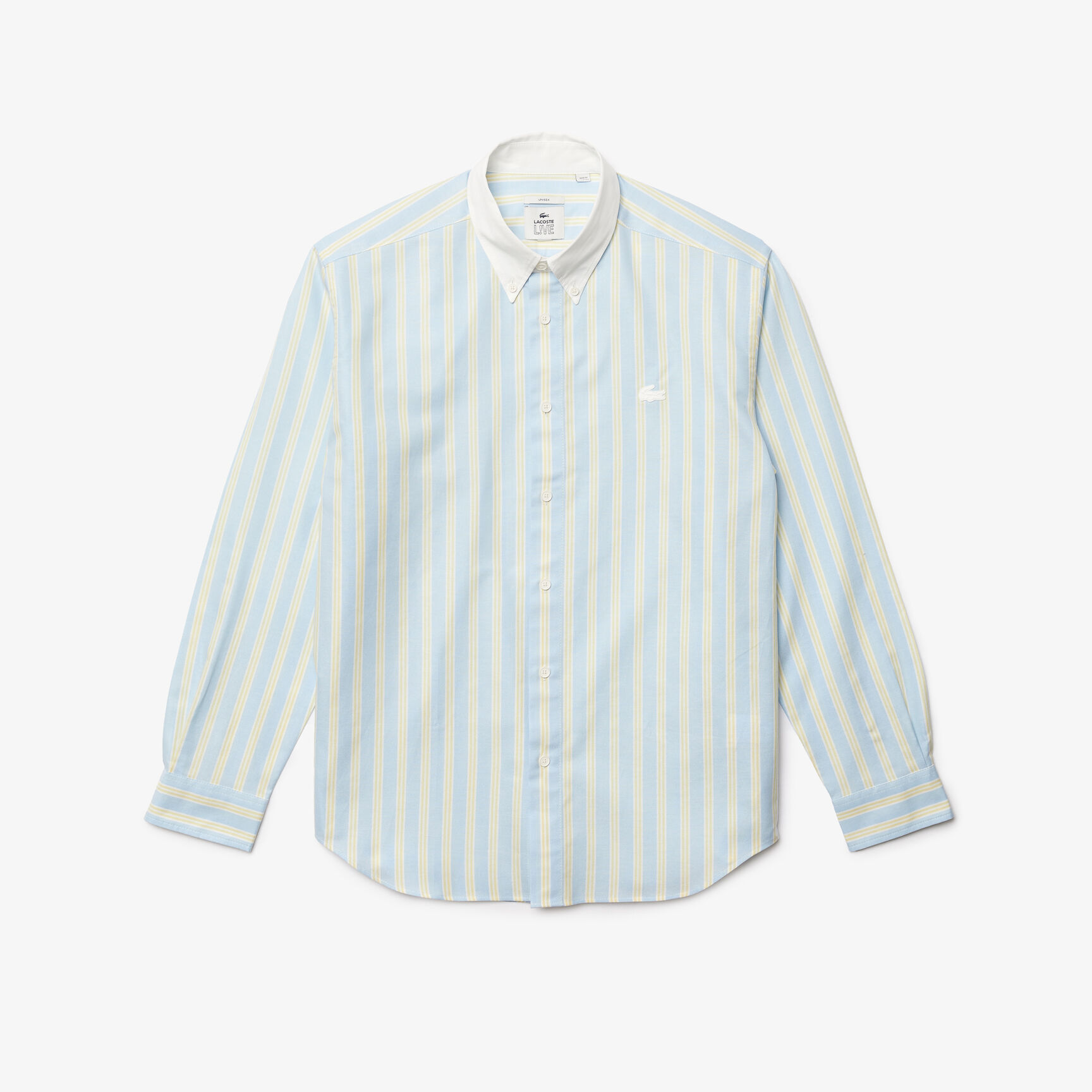 Unisex Lacoste L!VE striped Oxford Cotton Relaxed Fit Shirt Unisex Lacoste L!VE striped Oxford Cotton Relaxed Fit Shirt
