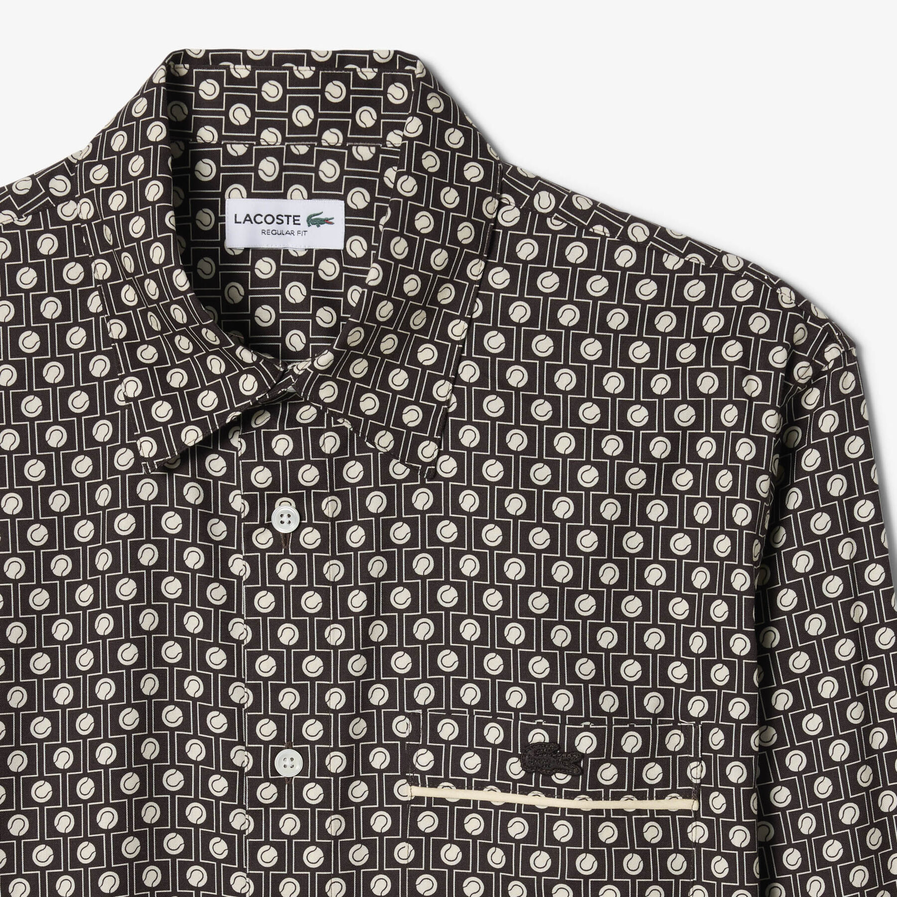 lacoste regular fit printed cotton shirt