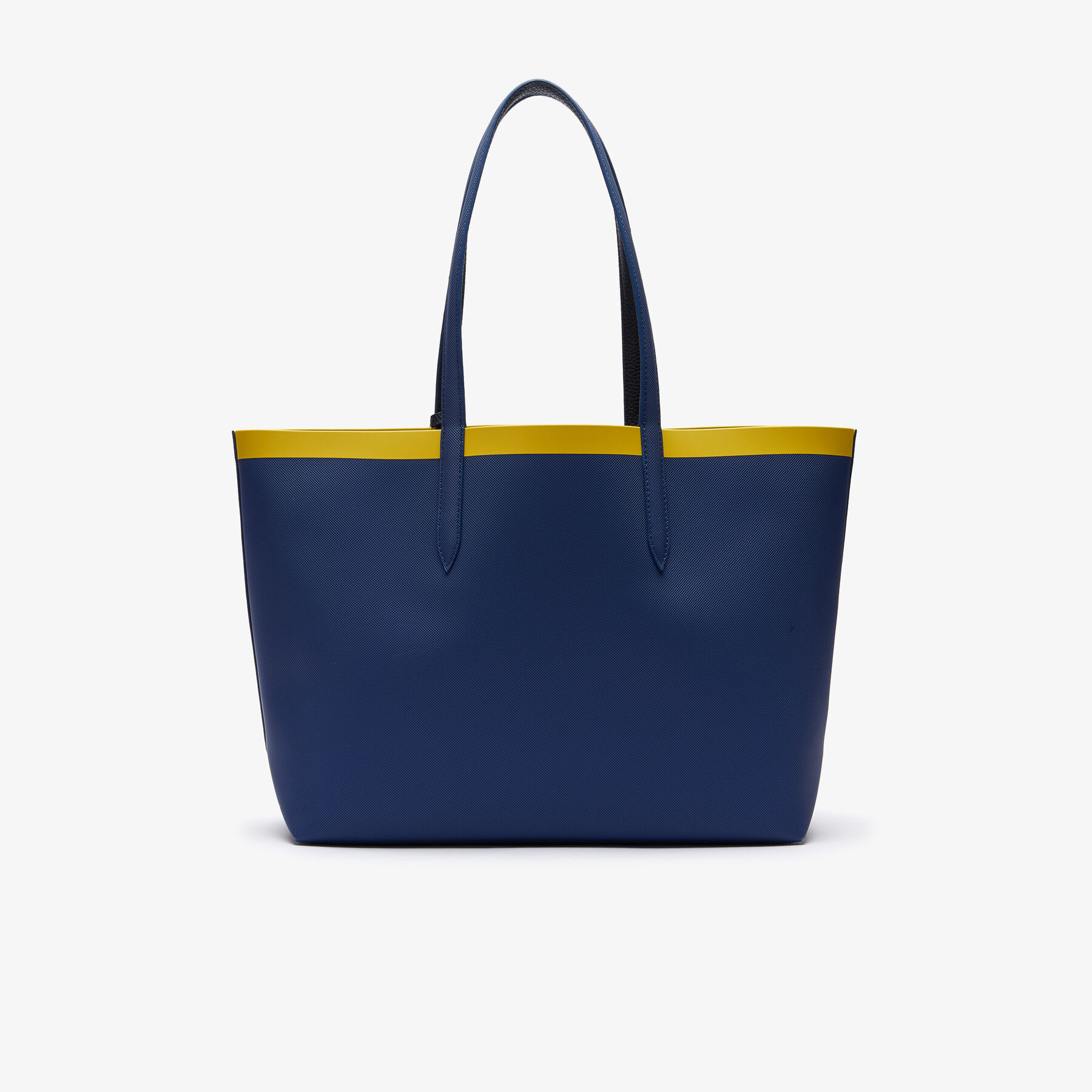 lacoste women s anna reversible contrast band coated canvas tote bag