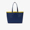 lacoste women s anna reversible contrast band coated canvas tote bag