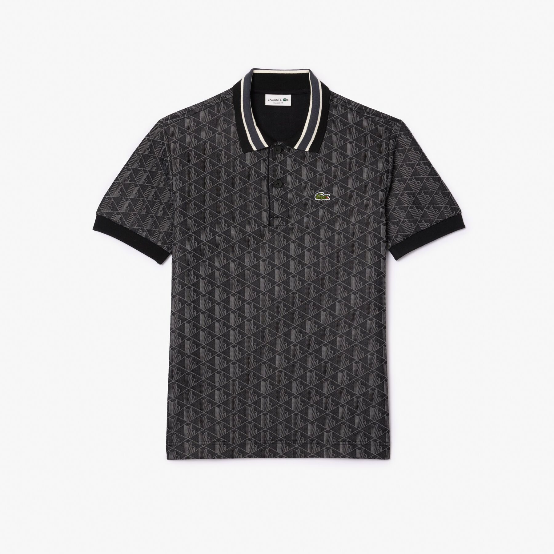 lacoste classic fit monogram jacquard polo shirt