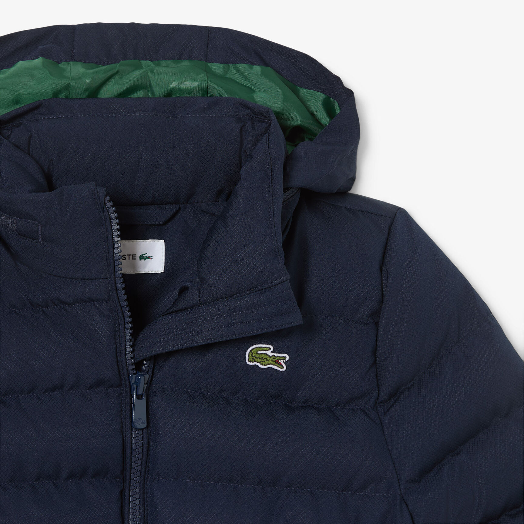 هودي منتفخ من التفتا بنمط ألماسي مع قبعة