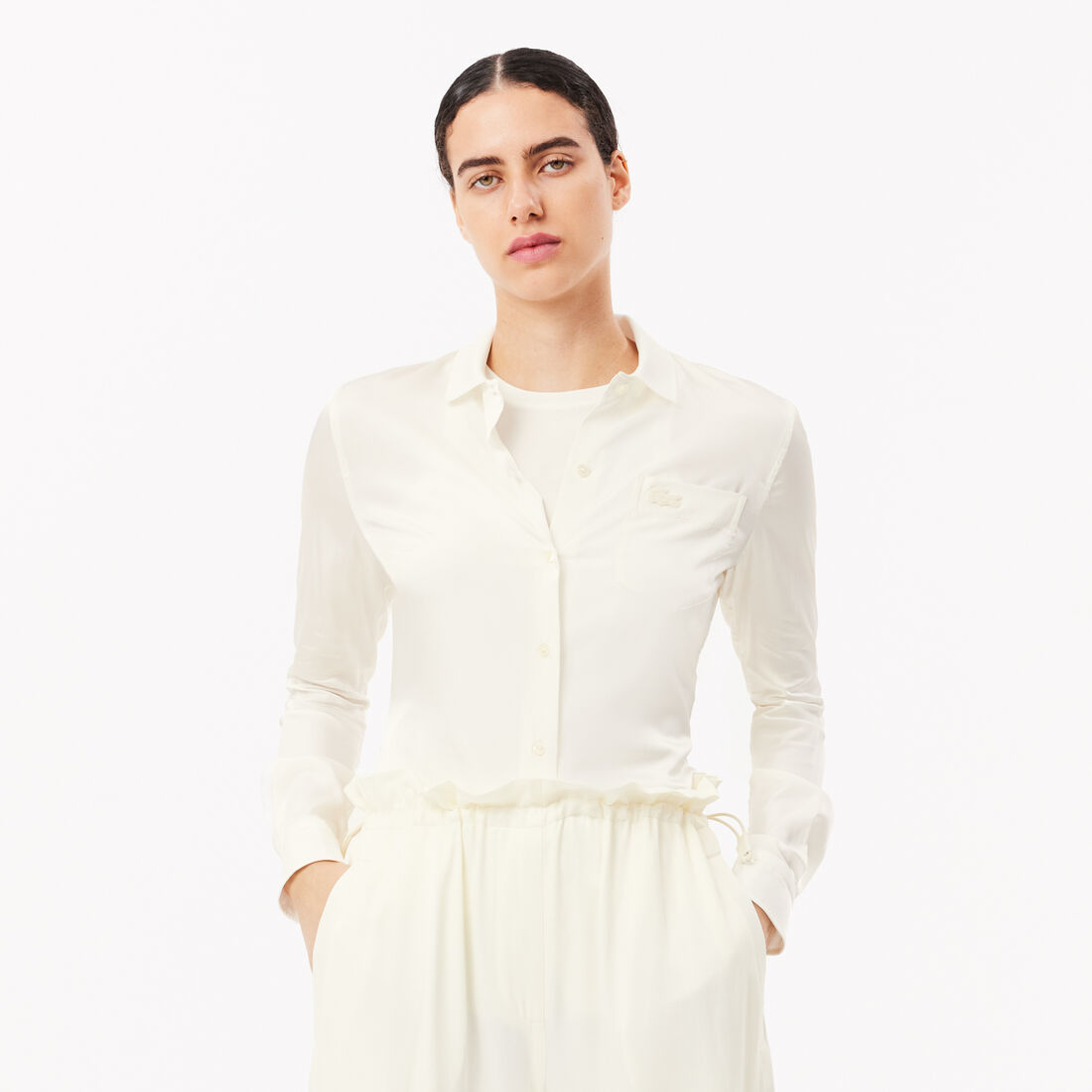 Fluid Ribbed Collar Shirt