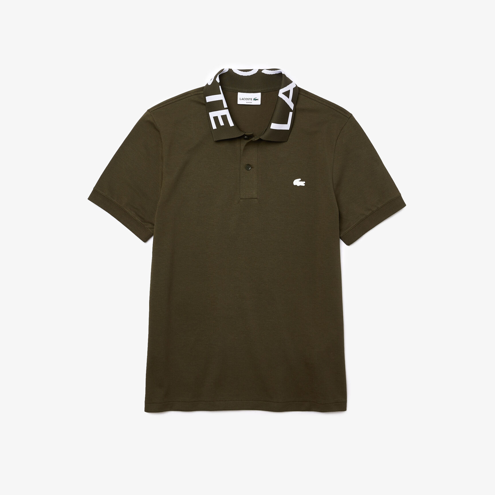 Men&rsquo;s Lacoste Slim Fit Lettered Neck Light Breathable Piqu&eacute; Polo Shirt