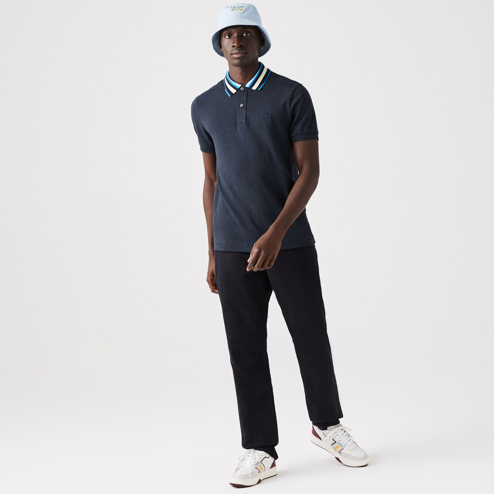 Men&rsquo;s Lacoste Regular Fit Striped Collar Cotton Piqu&eacute; Polo