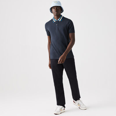 بولو Lacoste من قطن بيكيه ذو الياقة المخططة للرجال