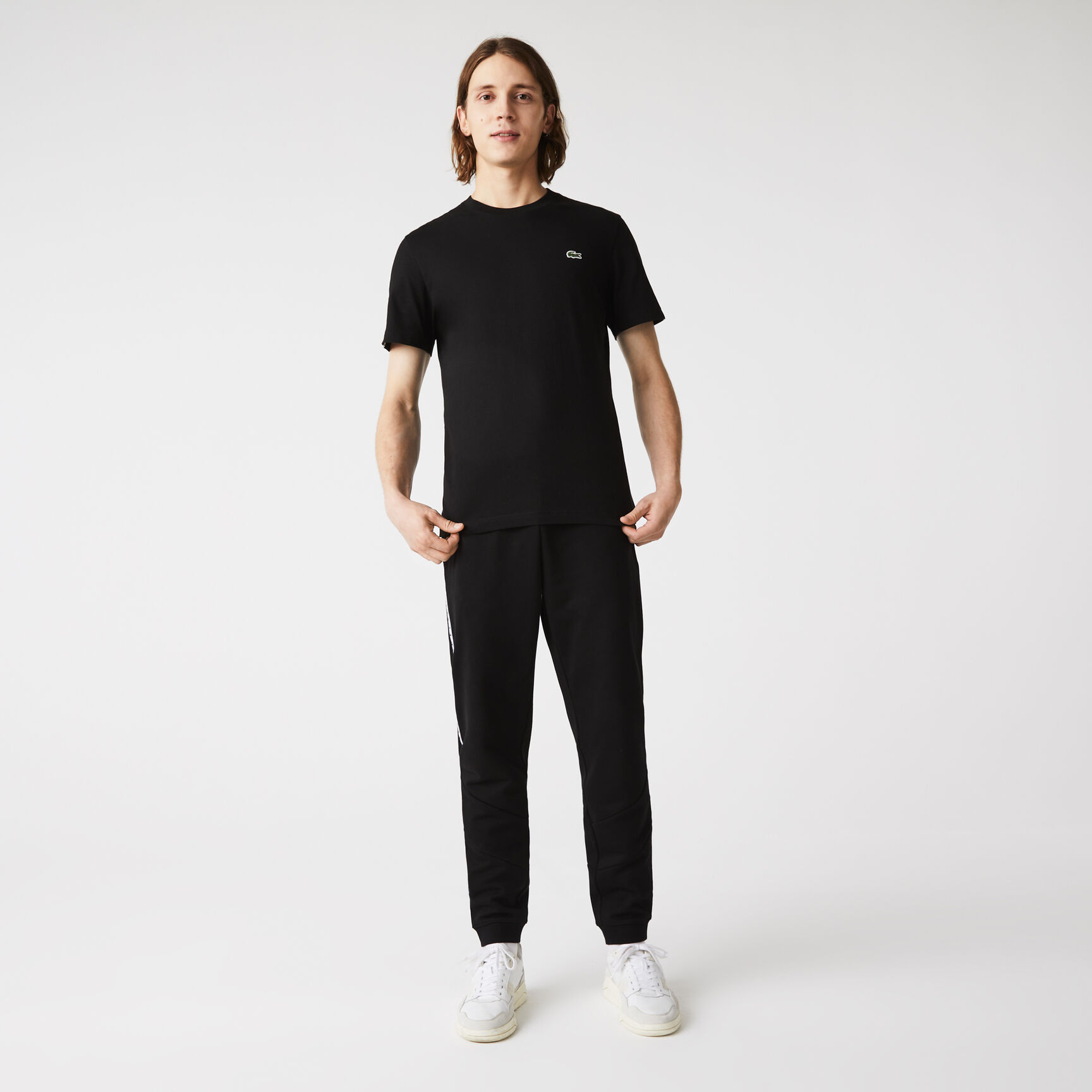 Men's Crew Neck Print Striped Cotton T-shirt