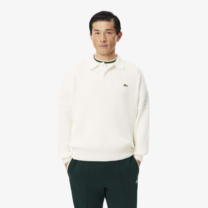 lacoste french made cotton polo collar sweater