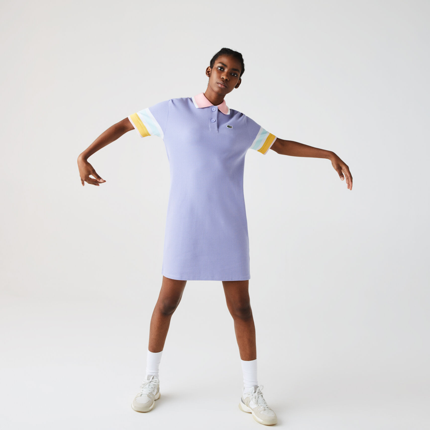 Women’s Striped Accents Honeycomb Cotton Polo Dress Women’s Striped Accents Honeycomb Cotton Polo Dress