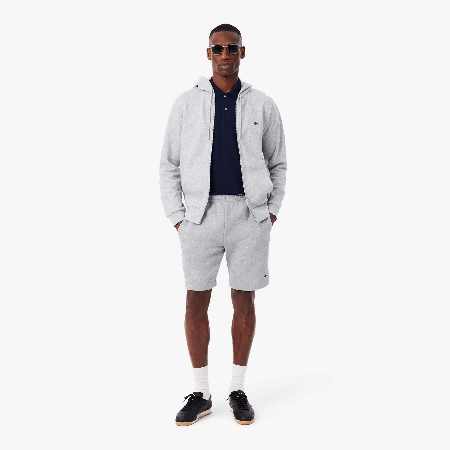 lacoste regular fit fleece shorts