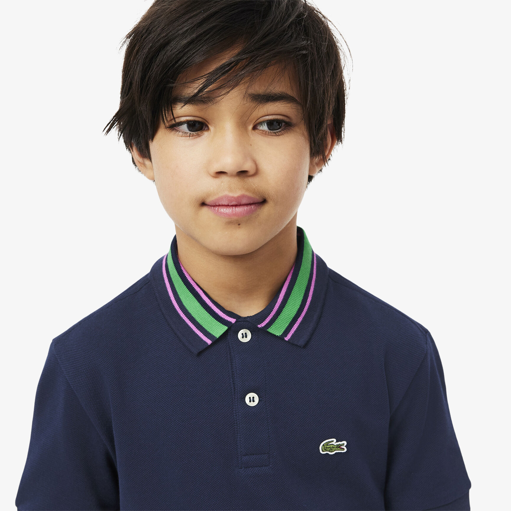 Stripe Collar Petit Pique Polo Shirt