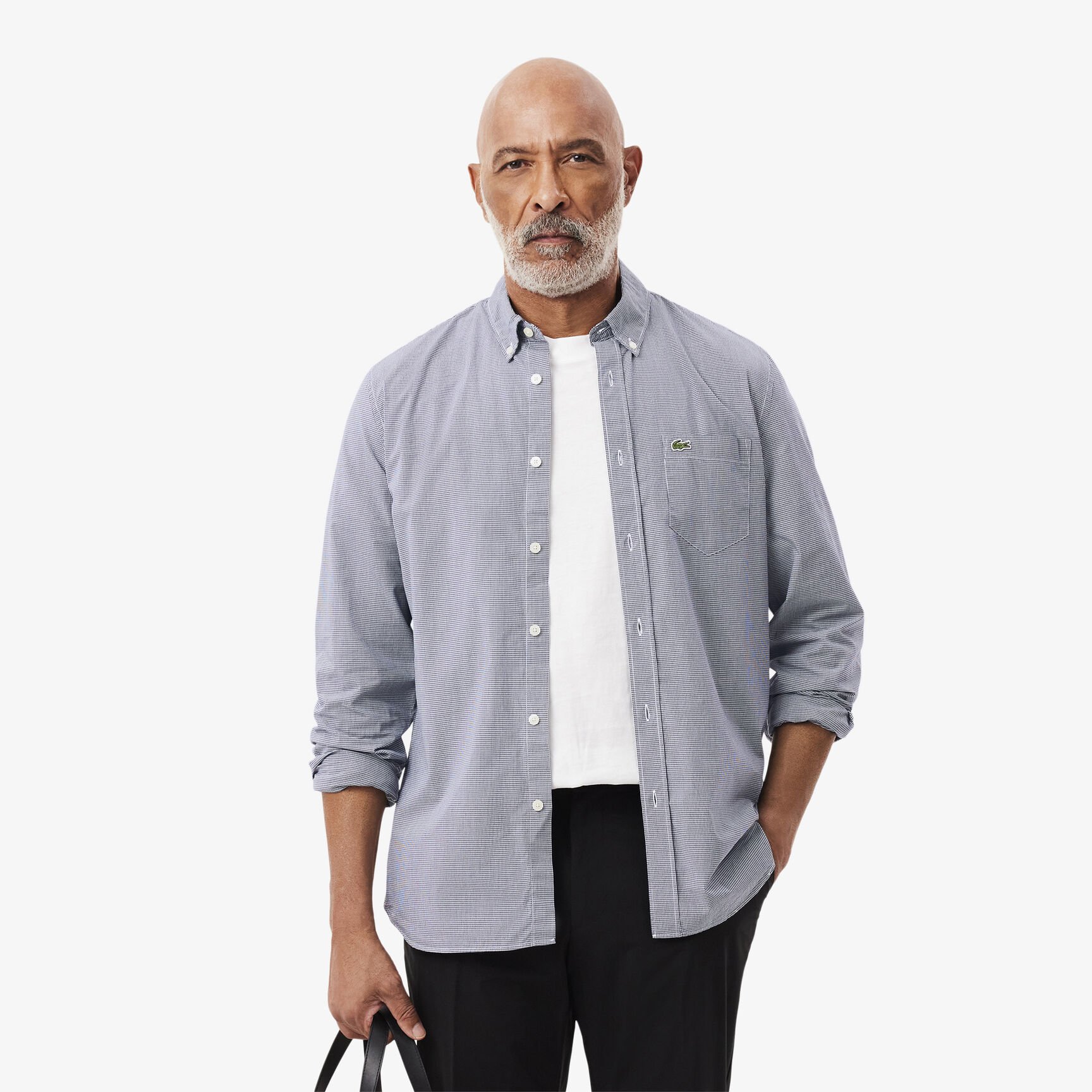 قميص بوبلين مربعات بقصّة عادية قميص بوبلين مربعات بقصّة عادية