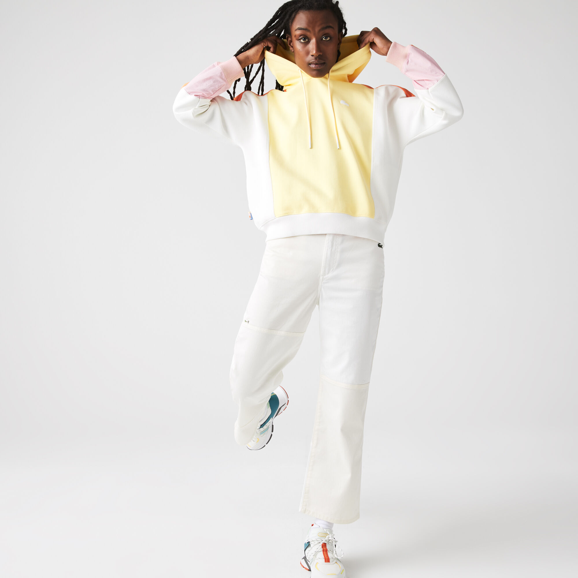Buy Women s Lacoste L VE Hooded Colour block Fleece Hoodie Lacoste EG