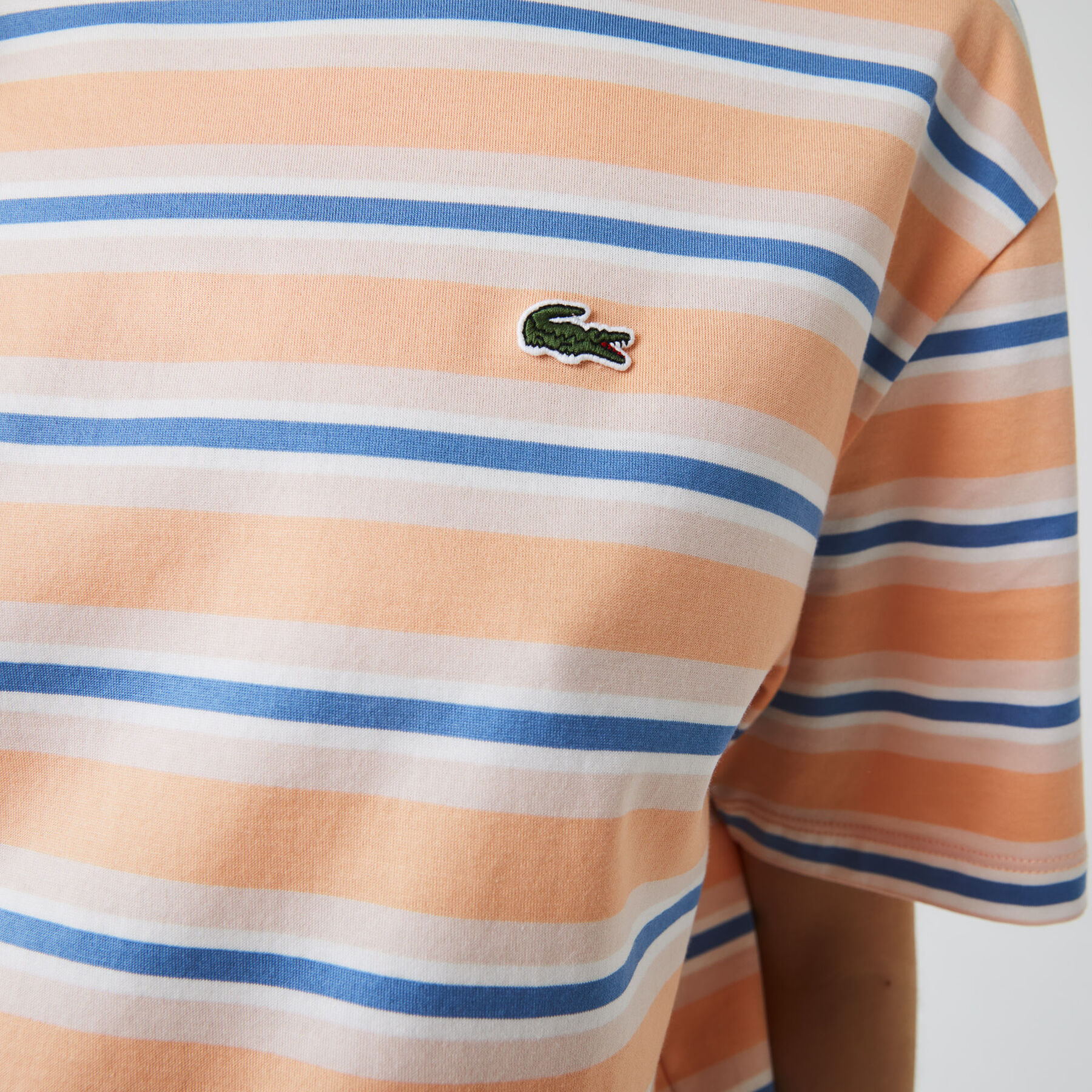 lacoste women s crew neck striped cotton t shirt