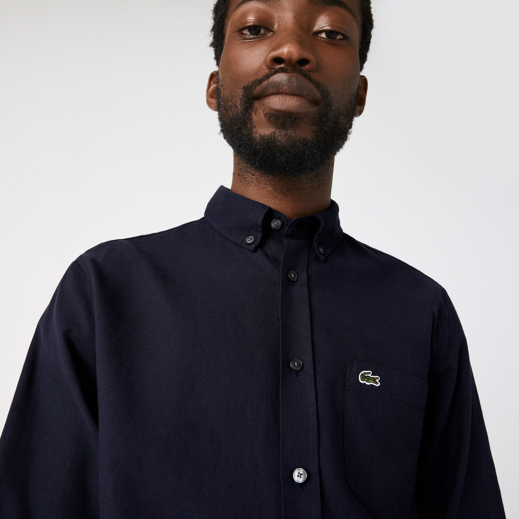 men s lacoste buttoned collar oxford cotton shirt