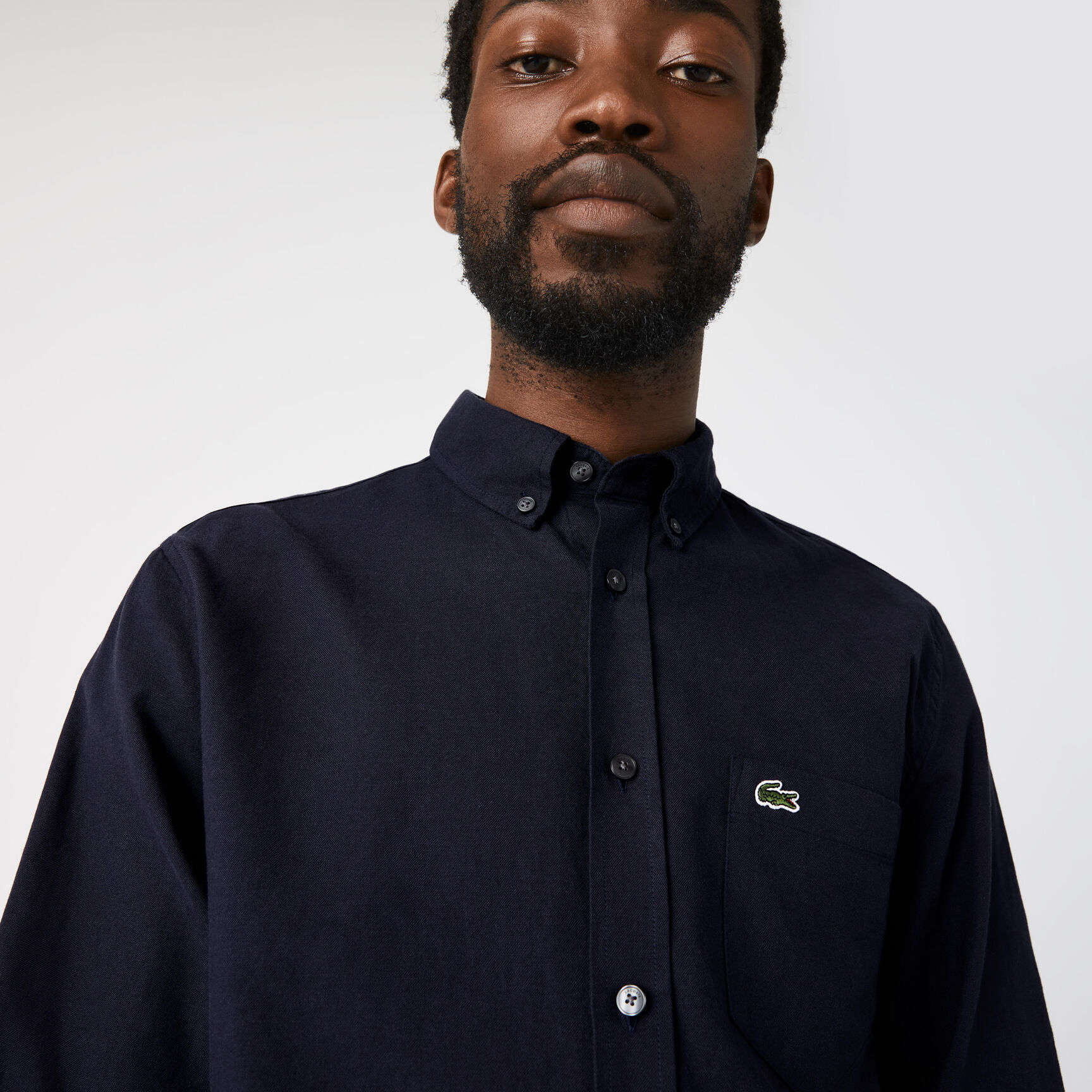 Men's Lacoste Buttoned Collar Oxford Cotton Shirt Men's Lacoste Buttoned Collar Oxford Cotton Shirt