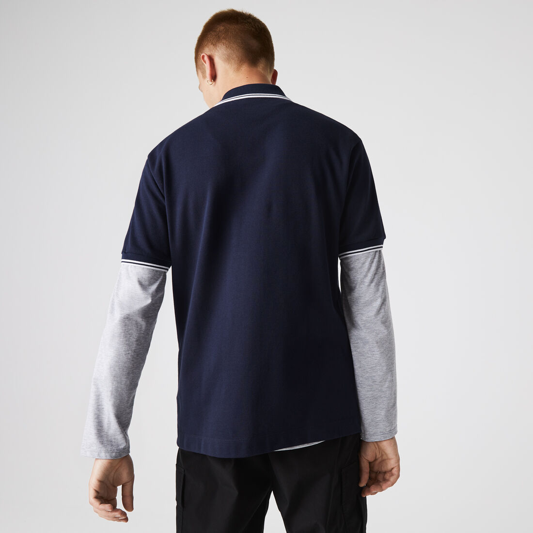 Men’s Lacoste Classic Fit Striped Accents Cotton Piqué Polo Shirt Men’s Lacoste Classic Fit Striped Accents Cotton Piqué Polo Shirt