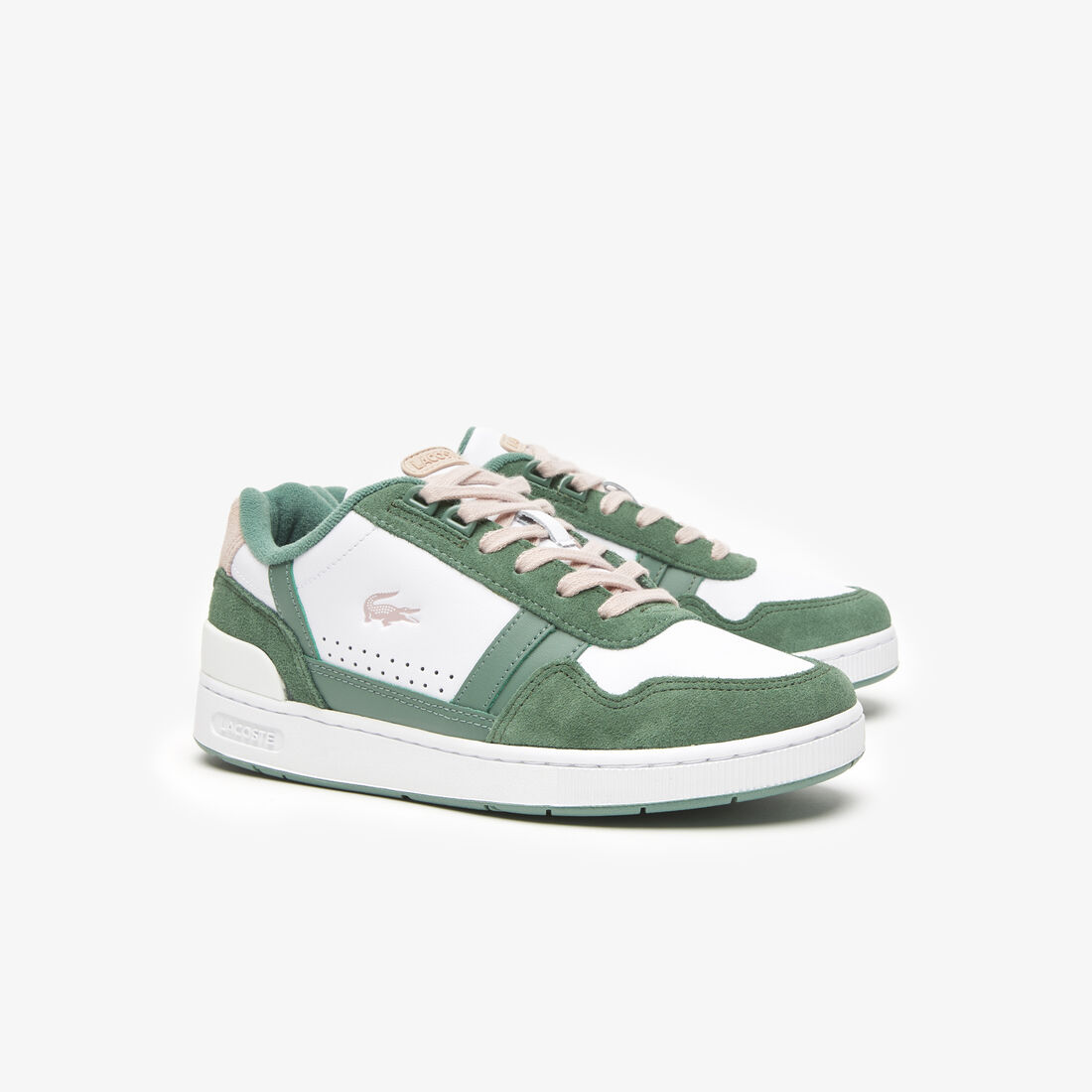 Women's Lacoste T-Clip Leather Colour Contrast Trainers Women's Lacoste T-Clip Leather Colour Contrast Trainers