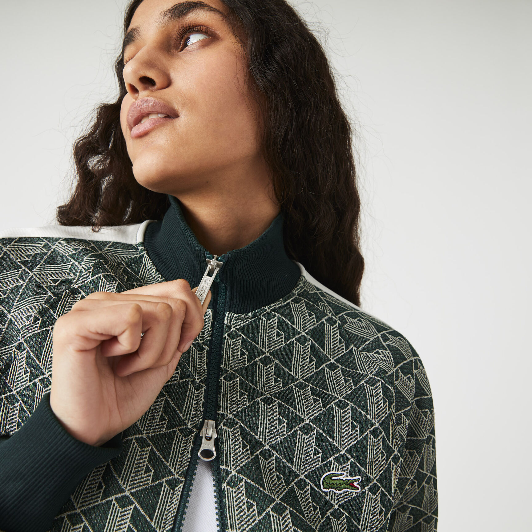 Unisex Lacoste L!VE Monogram Patterned Jacquard Zip Jacket Unisex Lacoste L!VE Monogram Patterned Jacquard Zip Jacket