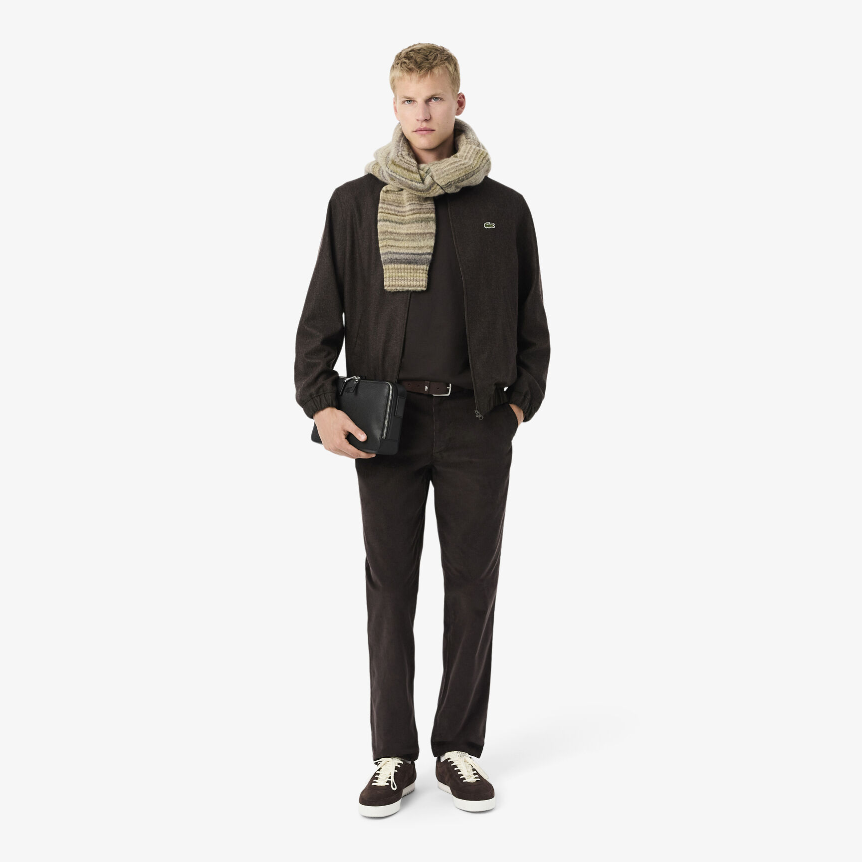 Unisex Chantaco Matte Stitched Leather Zippered Crossbody Bag