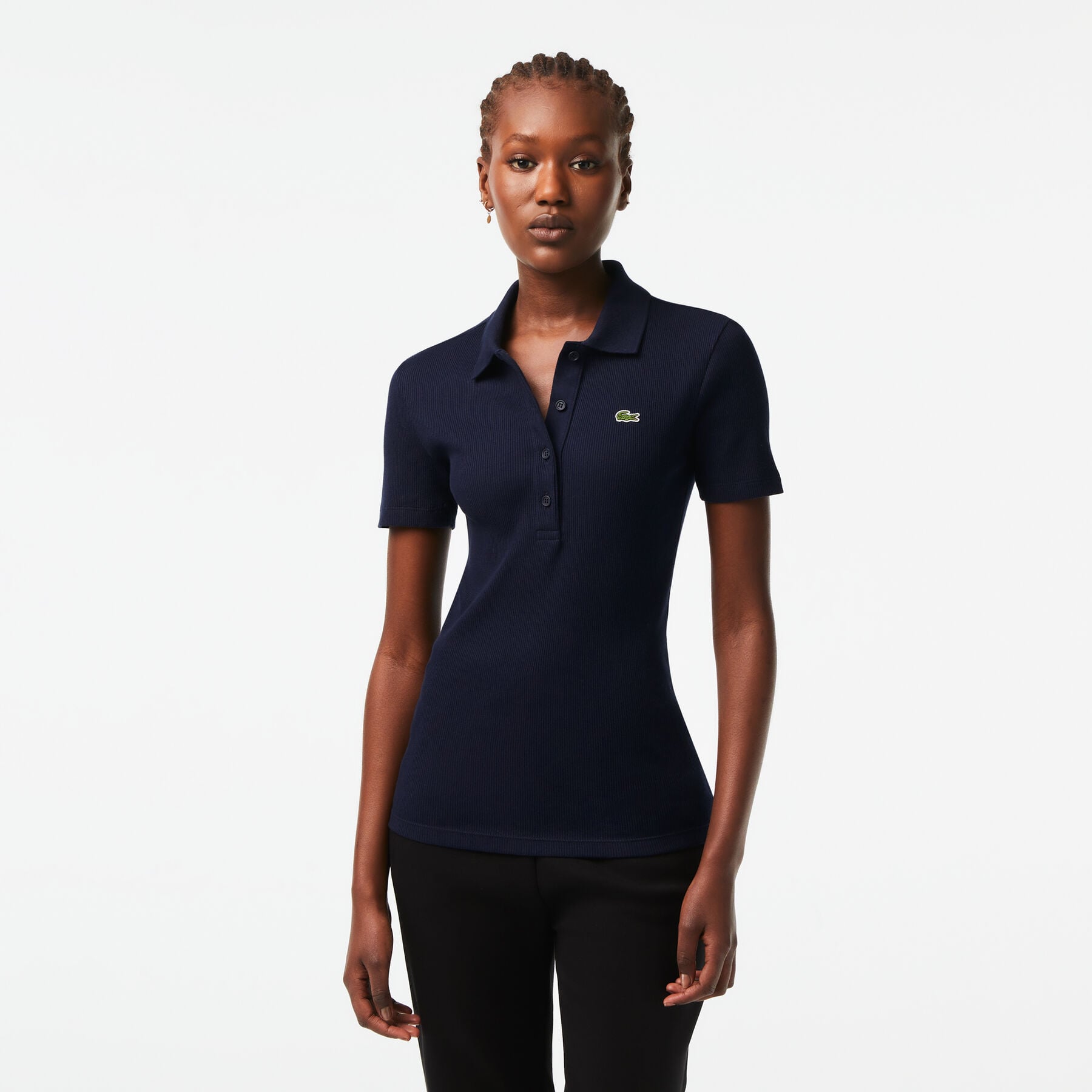 Slim Fit L.12.D Ribbed Cotton Polo Shirt Slim Fit L.12.D Ribbed Cotton Polo Shirt