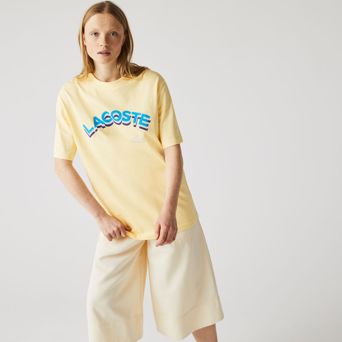 تي شيرت قطن للجنسين بحروف وقصة فضفاضة مجموعة Lacoste LIVE تي شيرت قطن للجنسين بحروف وقصة فضفاضة مجموعة Lacoste LIVE