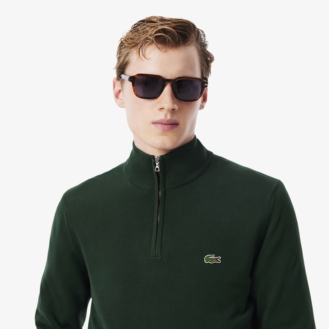 Zipped High Neck Cotton Sweater Zipped High Neck Cotton Sweater