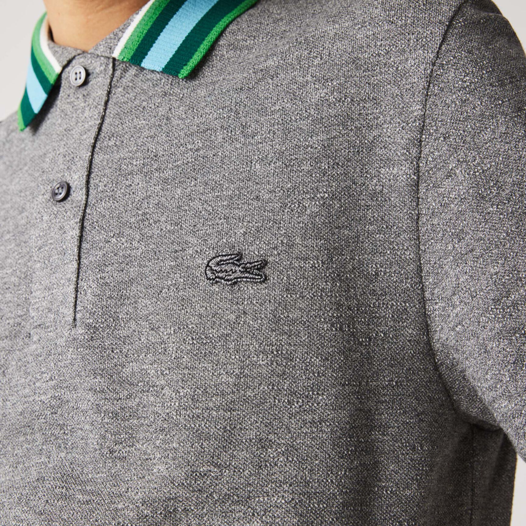 Men&rsquo;s Lacoste Regular Fit Striped Collar Cotton Piqu&eacute; Polo