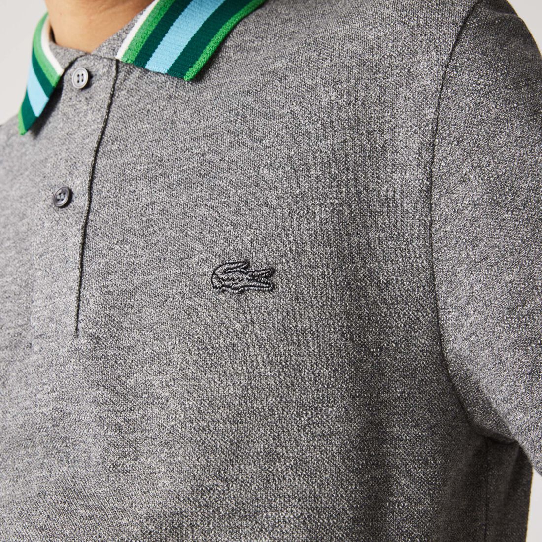 Men’s Lacoste Regular Fit Striped Collar Cotton Piqué Polo Men’s Lacoste Regular Fit Striped Collar Cotton Piqué Polo