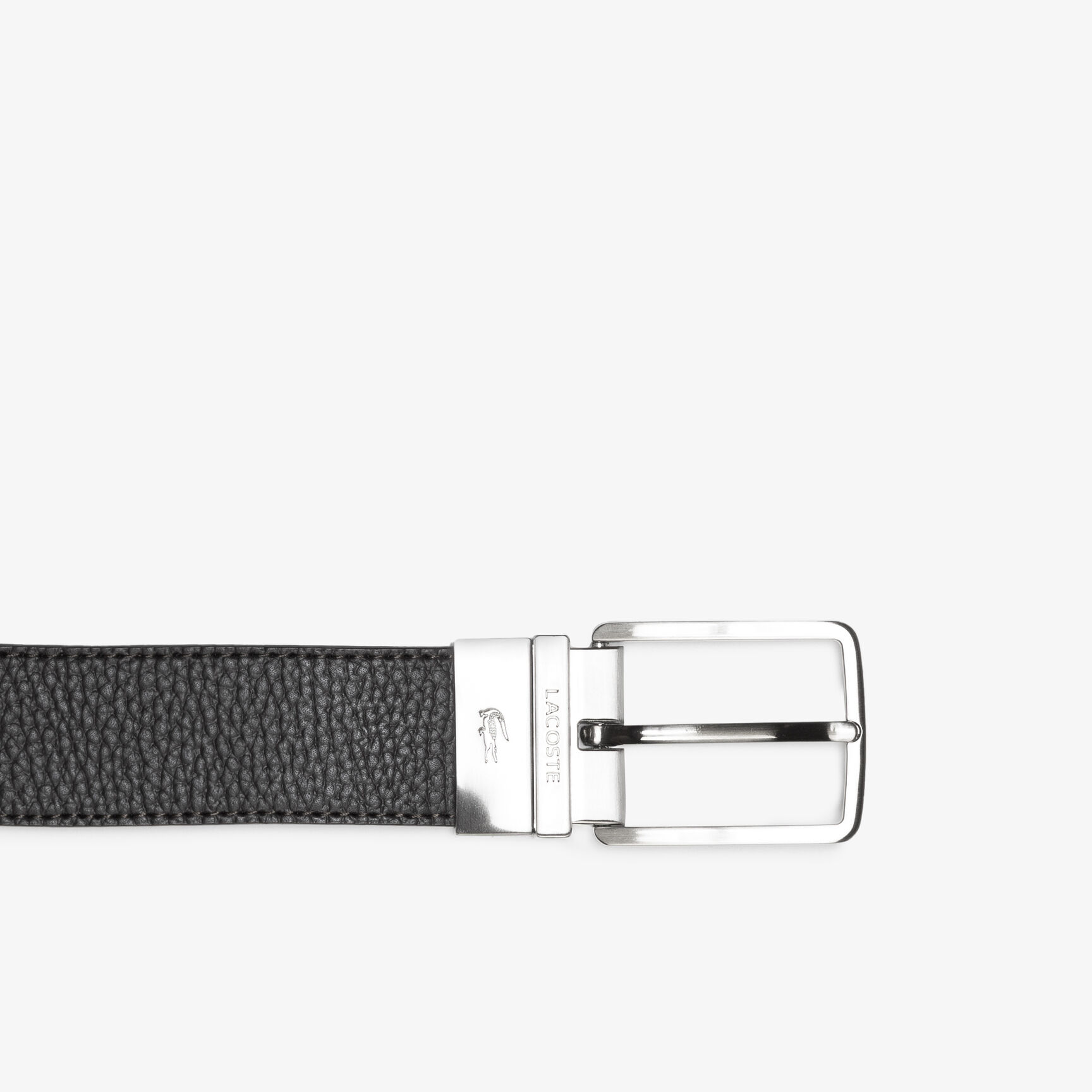 Men's Lacoste Engraved Buckle Grained Leather Belt