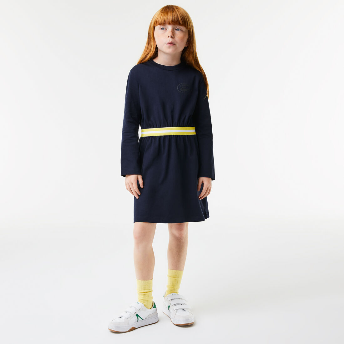 Girls' Lacoste Contrast Waist Cotton Jersey Dress