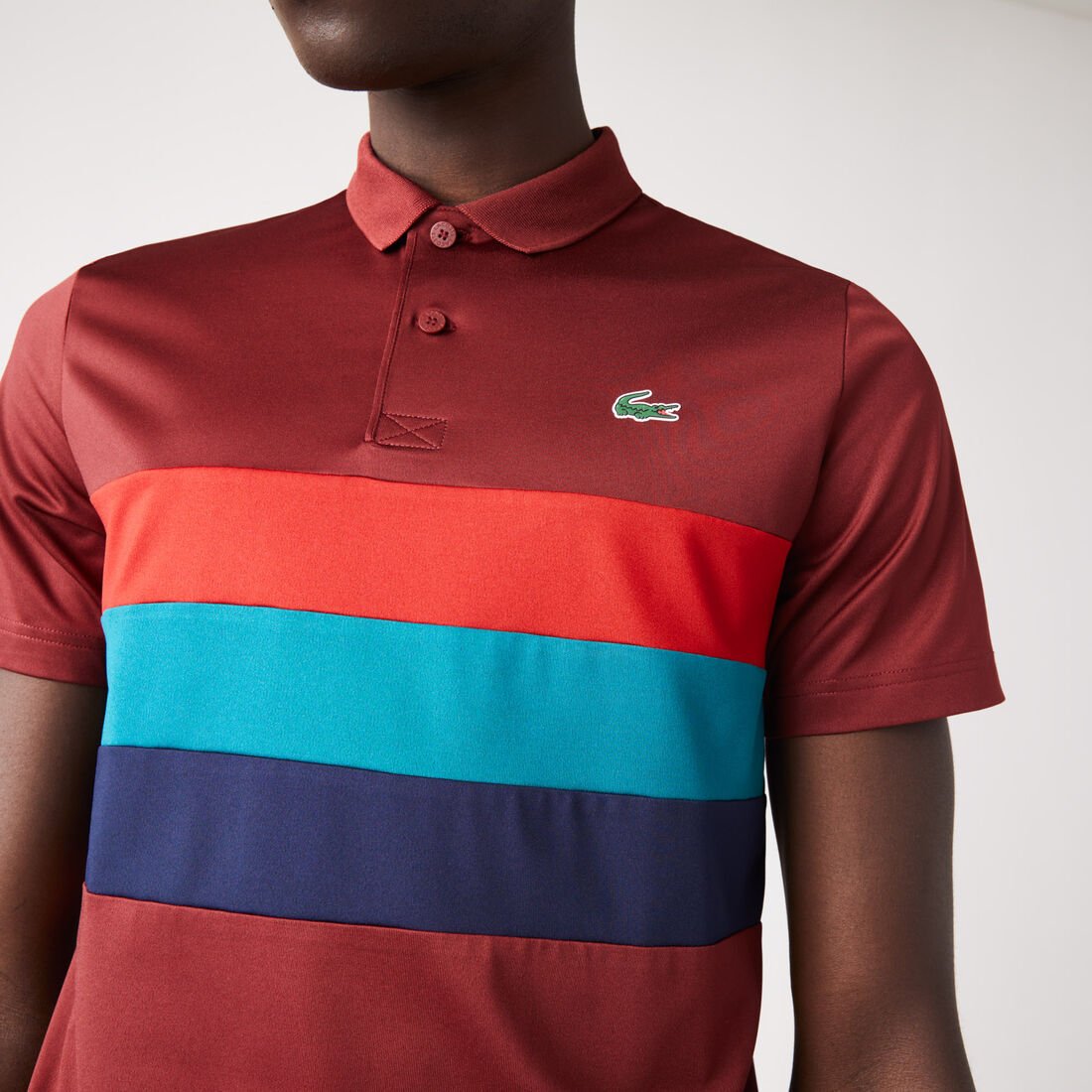 Men's Lacoste SPORT Tricolor Stripe Golf Polo Shirt Men's Lacoste SPORT Tricolor Stripe Golf Polo Shirt