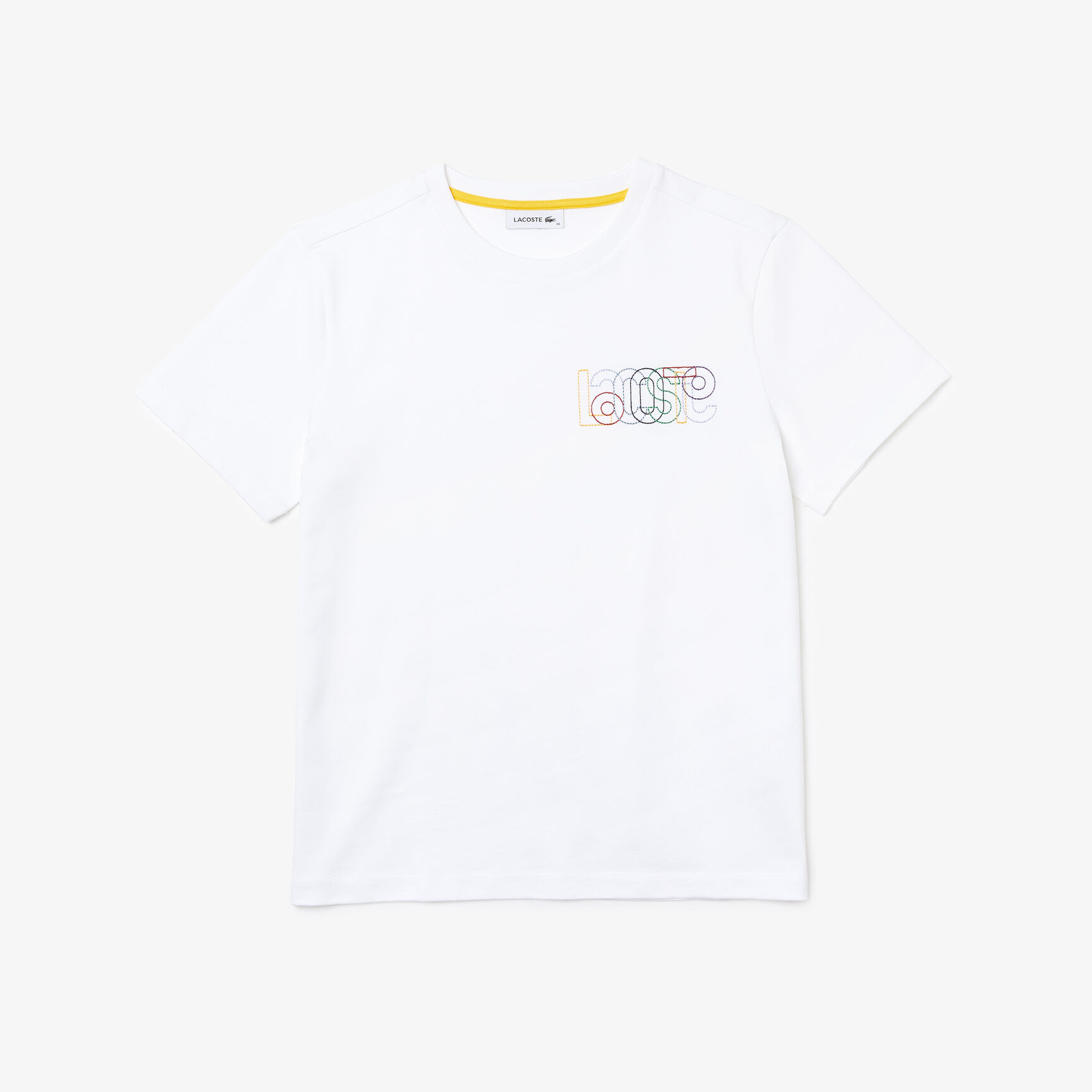 Women's Crew Neck Embroidered Multicolor Lettering Cotton T-shirt