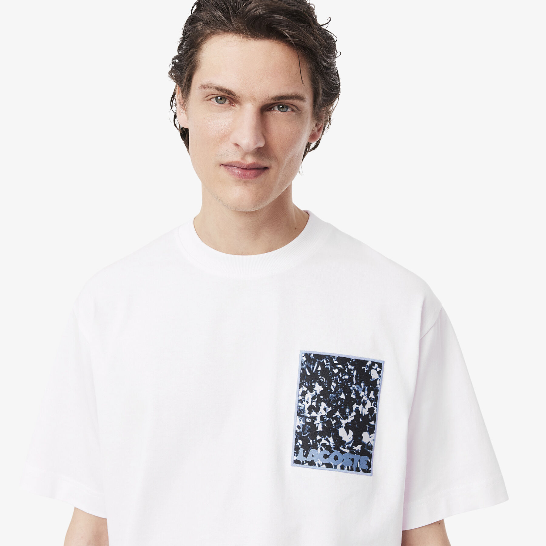 lacoste loose fit thick jersey t shirt