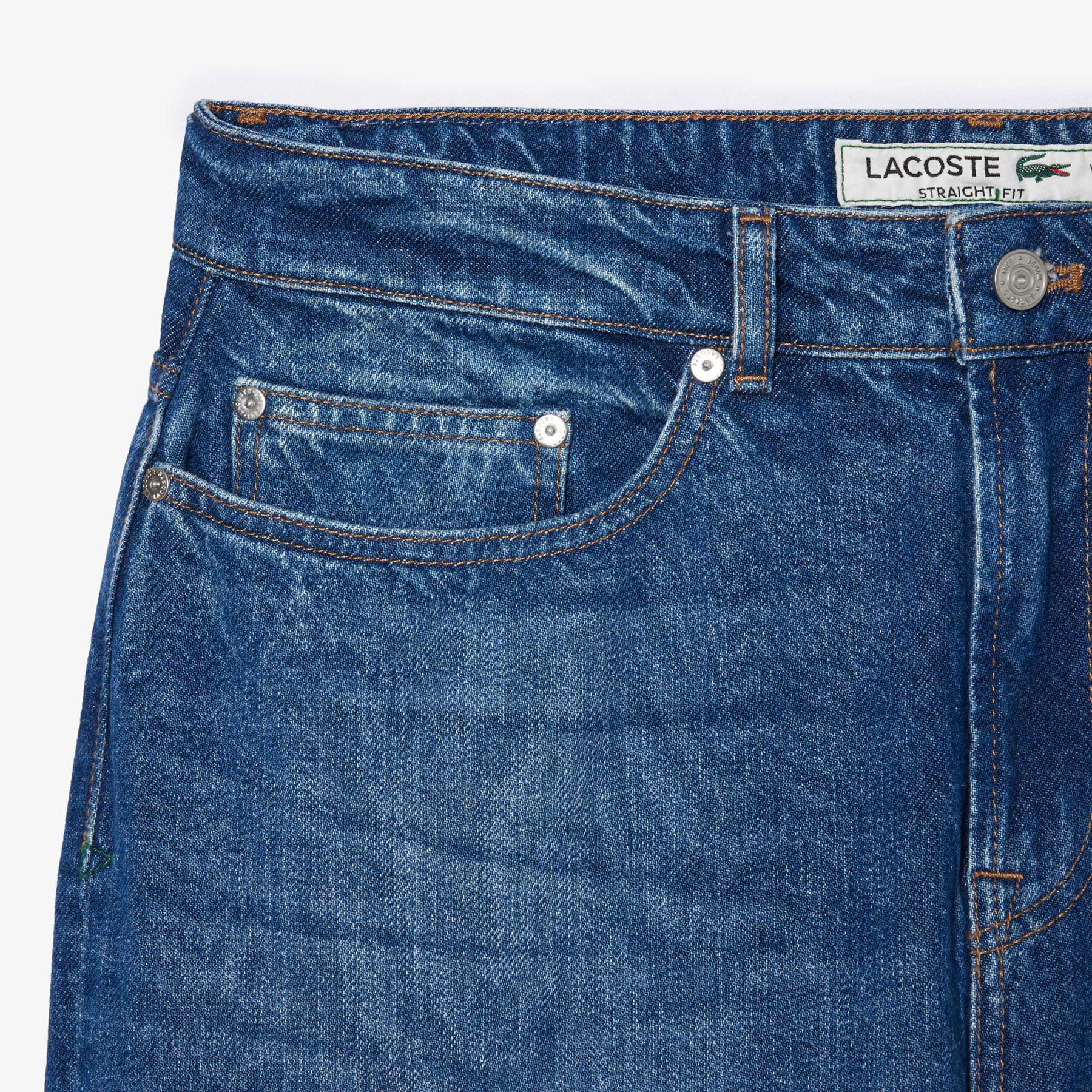 lacoste 5 pocket straight cut jeans