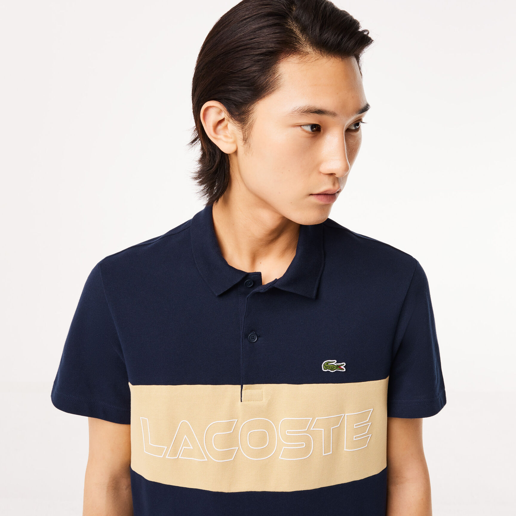 Regular Fit Stretch Pique Colourblock Polo Shirt